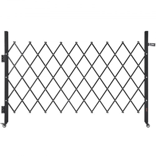 VEVOR Single Folding Security Gate, Lockable Scissor Gate with 360° Swivel Casters, Outdoor Barricade Steel Retractable Gates, for Entry Security, Garage, Warehouse & Pool, 190 × 131 cm (W × H)