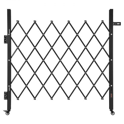 VEVOR Single Folding Security Gate, Lockable Scissor Gate with 360° Swivel Casters, Outdoor Barricade Steel Retractable Gates, for Entry Security, Garage, Warehouse & Pool, 110 × 131 cm (W × H)