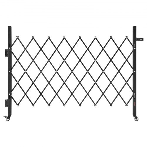 VEVOR Single Folding Security Gate, Lockable Scissor Gate with 360° Swivel Casters, Outdoor Barricade Steel Retractable Gates, for Entry Security, Garage, Warehouse & Pool, 170 × 131 cm (W × H)