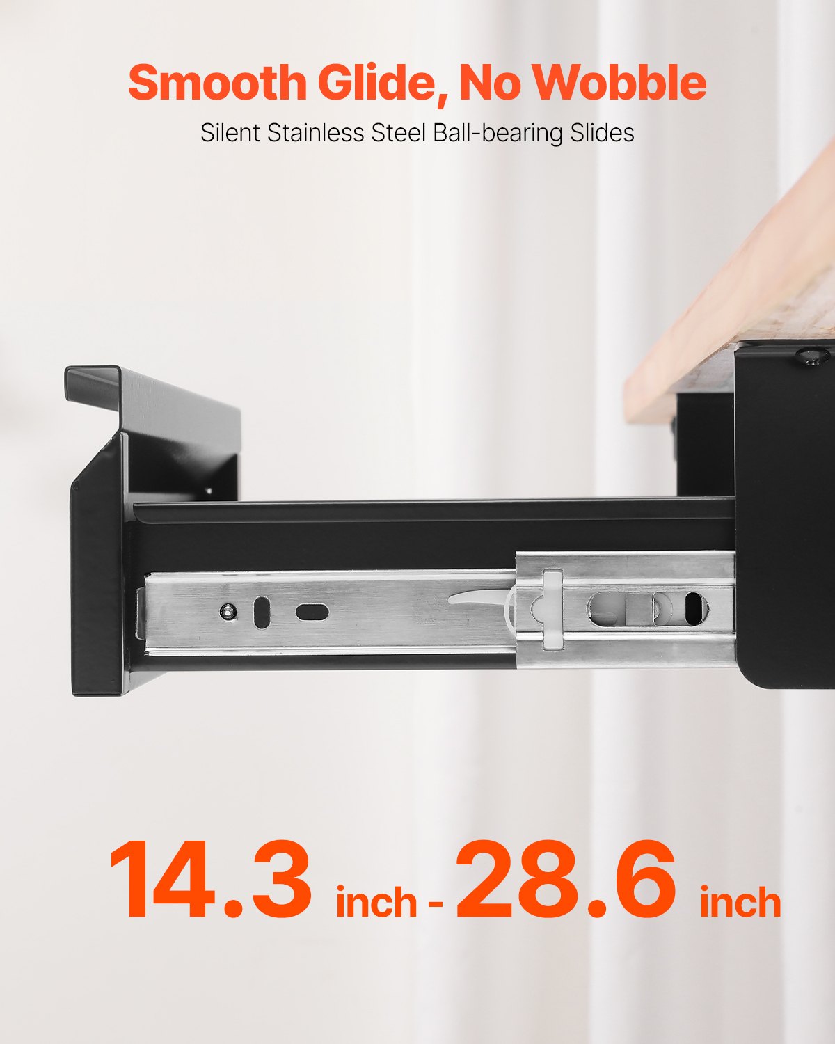 VEVOR 16" Wide Under Desk Drawer Slide Out, Under Desk Mounted Pull-out Drawer Attachment, Hidden Desktop Storage Organizer, Under Table Pencil Drawer for office Home Sit Stand Workstation, 17x9x4 in