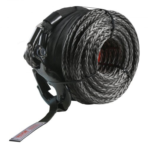 VEVOR Synthetic Winch Rope, 12.7 mm x 28 m 14,515 kg Synthetic Winch Line Cable Rope with Protective Sleeve + Forged Winch Hook + Pull Strap, Universal Fit for SUV, Large Off-Road Vehicle, Truck