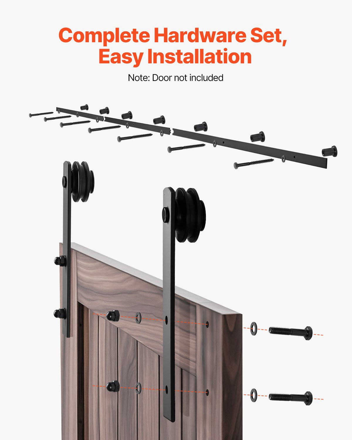 VEVOR 10FT Sliding Barn Door Hardware Kit, 330 LBS Weight Capacity, Compatible with 60 Inches Max Width & 1-3/8 to 1-3/4 Inches Thickness Single Sliding Barn Door, Durable Track & I-shape Roller,Black