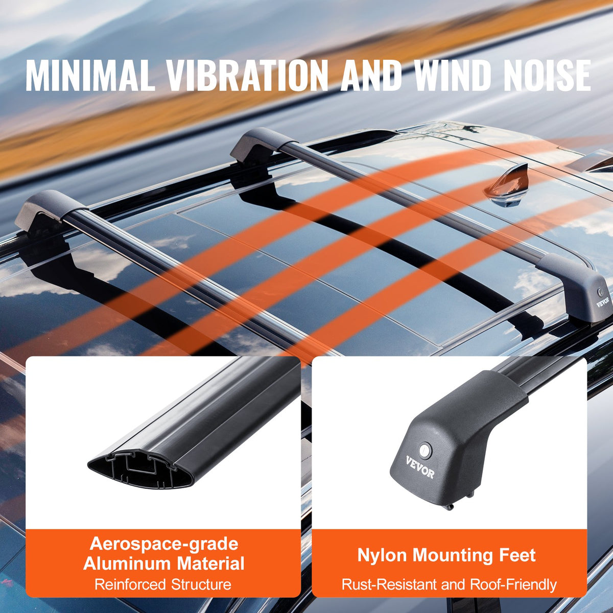 VEVOR Universal Roof Rack Crossbar Max 122.9 cm Fits Grooved Side Rails without Gap