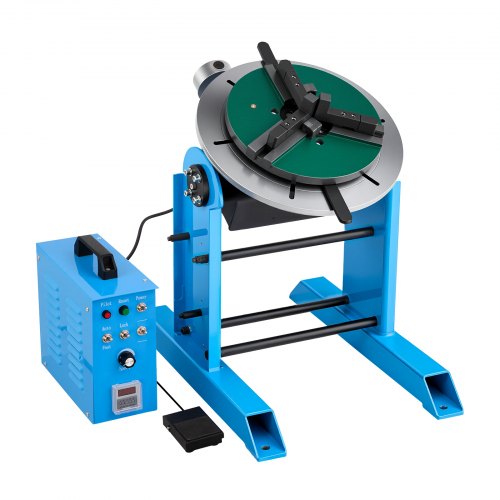 VEVOR Rotary Welding Positioner, 300 kg Load Capacity, -45° to 90° Tilt Angle Welding Positioner Turntable Table, 0.2-2.5 RPM Speed Control, Electric and Foot Pedal, for Cutting, Grinding, Assembly