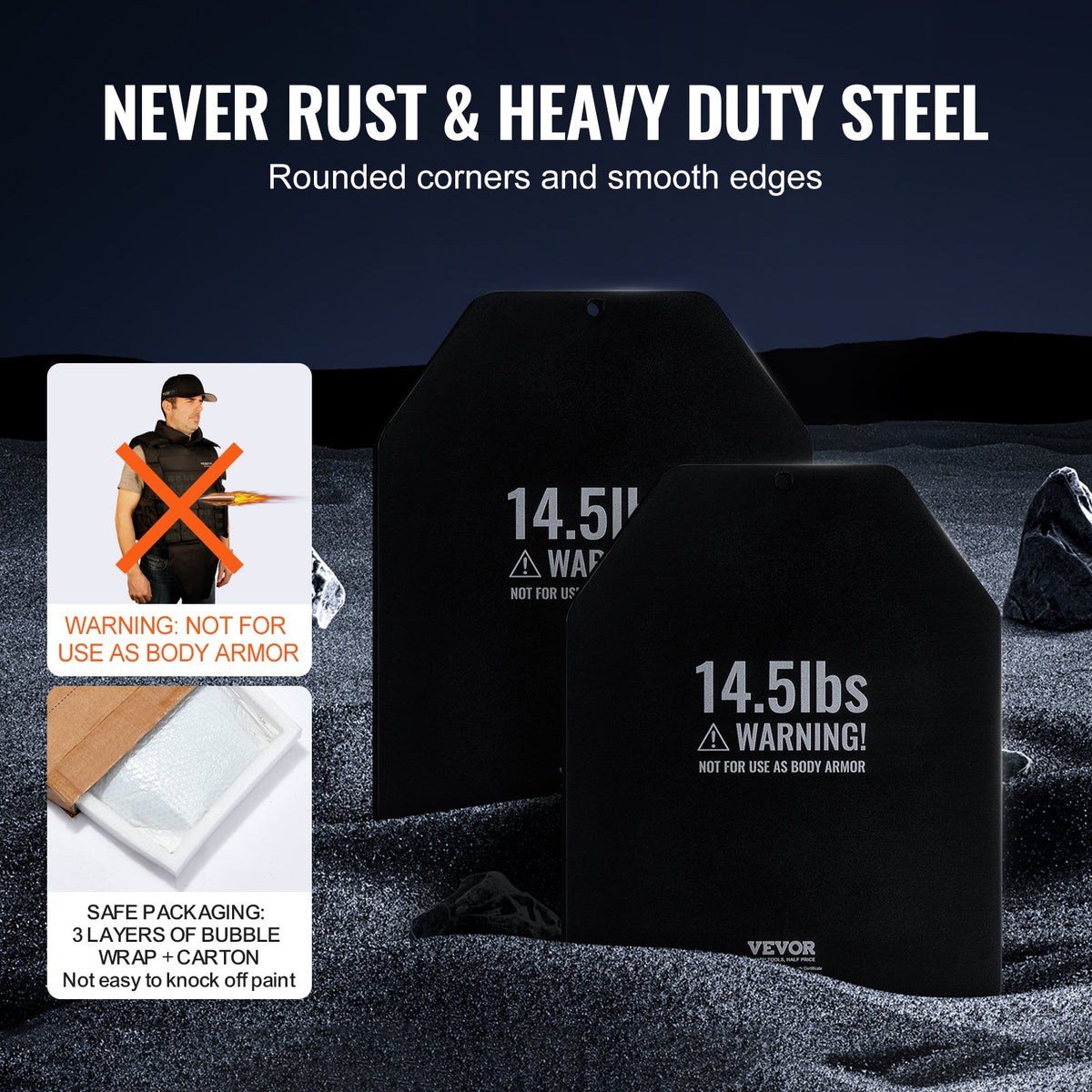 VEVOR Weight Vest Plates, 6.6 KG Pairs, Premium Steel Weighted plates, Contoured Ergonomic Fit – WODs, Additional Weight for Weight Vests, for Strength Training, Running, Fitness, Heavy Workouts