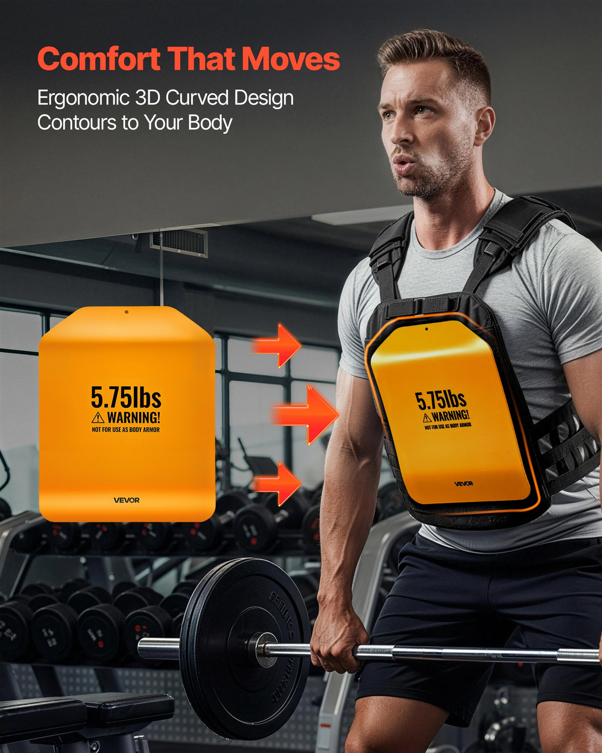 VEVOR Curved Weight Vest Plates, 2.6 kg Pairs, Premium Steel Tactical Weighted Plates for Vest, Ergonomic Design, for Strength Endurance Training, Running, Jogging, Fitness, Heavy Workouts