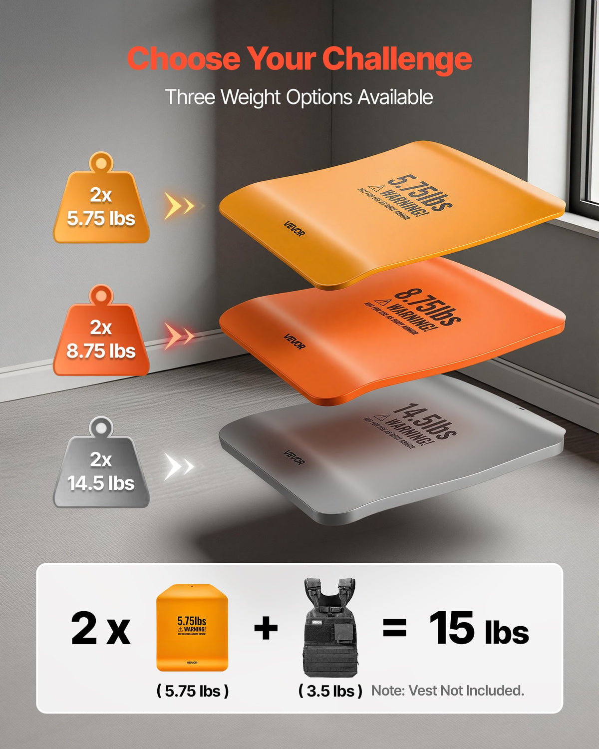 VEVOR Curved Weight Vest Plates, 2.6 kg Pairs, Premium Steel Tactical Weighted Plates for Vest, Ergonomic Design, for Strength Endurance Training, Running, Jogging, Fitness, Heavy Workouts