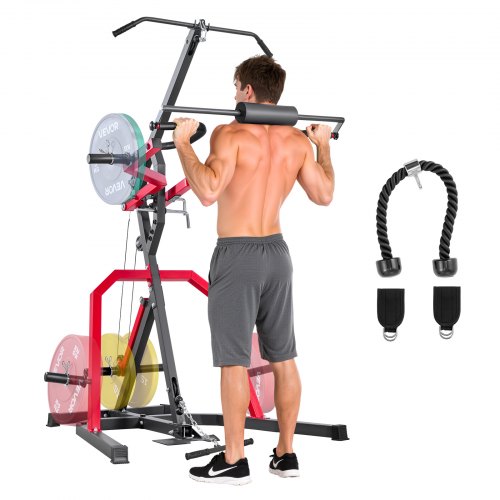 VEVOR Home Gym Equipment, Leverage Gym with 2:1 Ratio LAT Low Row System, Strength Training Machine for Squats Deadlifts Bench Press Bicep Curls, Home Gym Machine, Adjustable Full Body Workout Station