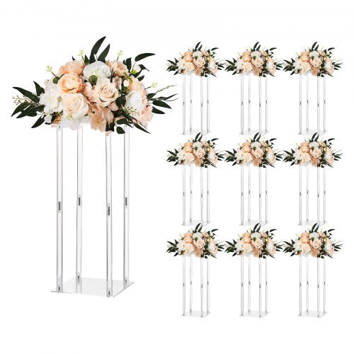 VEVOR Wedding Flower Stand, 10PCS 50cm Column Flower Stand, Floral Stands with Acrylic Laminate, Cylindrical Cubic Floral Display Rack for Wedding, Party, Birthday, Home, Centerpiece Stands