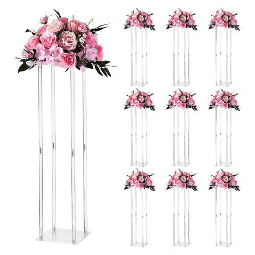 VEVOR Wedding Flower Stand, 10PCS 31.5-inch Column Flower Stand, Floral Stands with Acrylic Laminate, Cylindrical Cubic Floral Display Rack for Wedding, Party, Birthday, Home, Centerpiece Stands