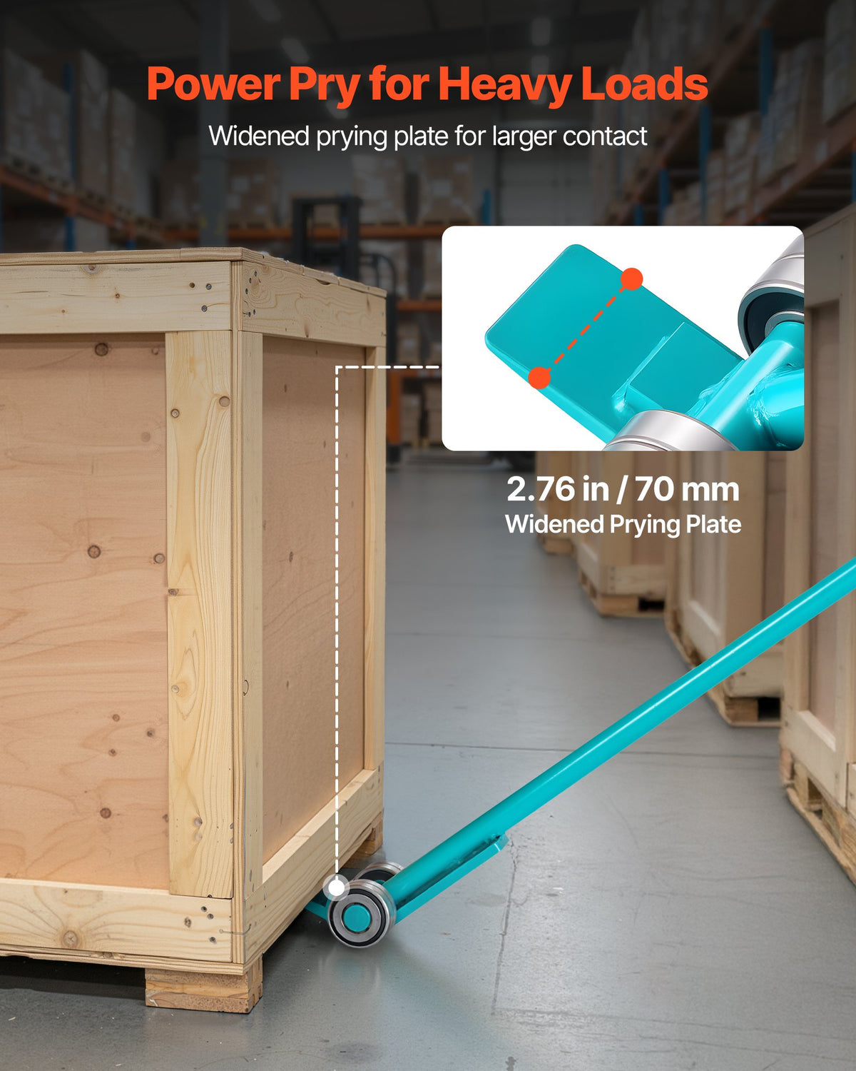 VEVOR Prylever Bar, 4 T Weight Capacity, 1.4 m Carbon Steel Handle Lever Dolly, Pry Lever Bar with Wheels for Large Pallets, Heavy Items, Concrete Blocks, Heavy Duty Equipment Handling
