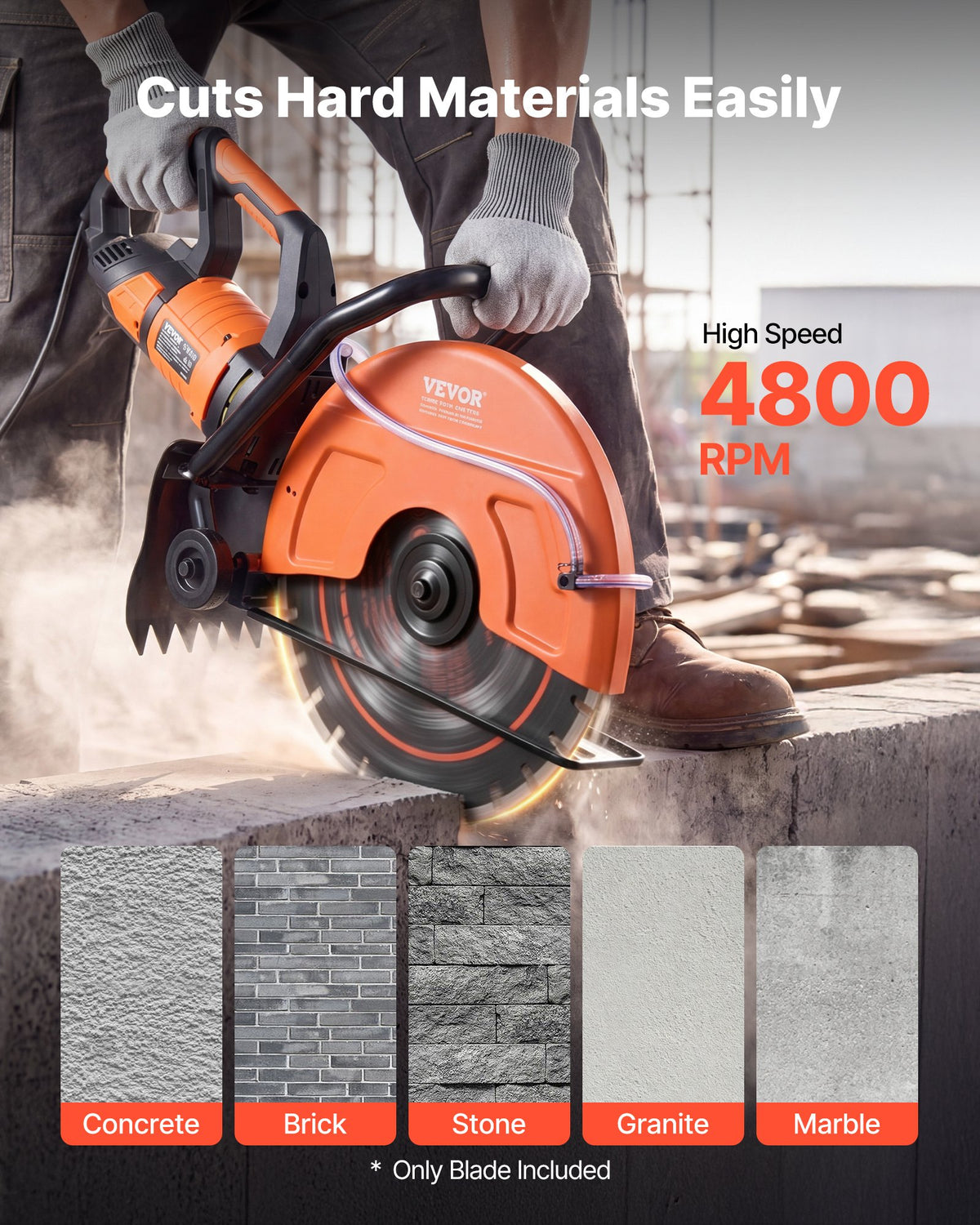 VEVOR Diamond Blades 359 mm, 3-Pack Concrete Saw Blade Set, 25.4 mm Arbor, High-Hardness Diamond Segments, 65Mn Steel Core, Dry Wet Cutting, Clean Edges for Concrete, Masonry, Brick, Stone, Granite