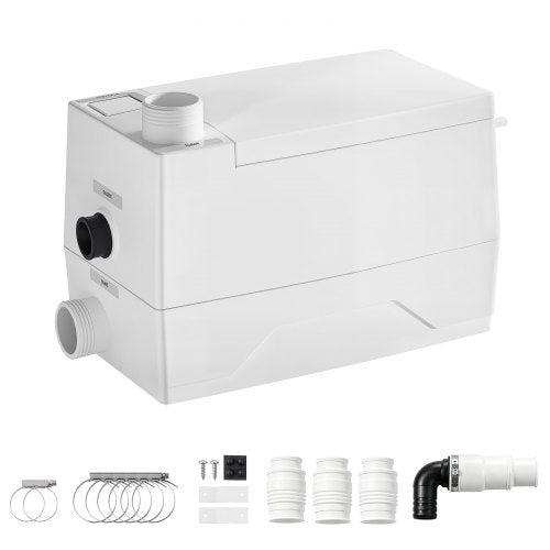 VEVOR Utility Sink Pump 350W 7200L/h Flow 26.2 ft / 8 m Head Drain Pump, Waste Water Disposal Machine with 3 Inlets, Portable and Powerful Performance, for Basement, Sink, Shower Room, Gray Water