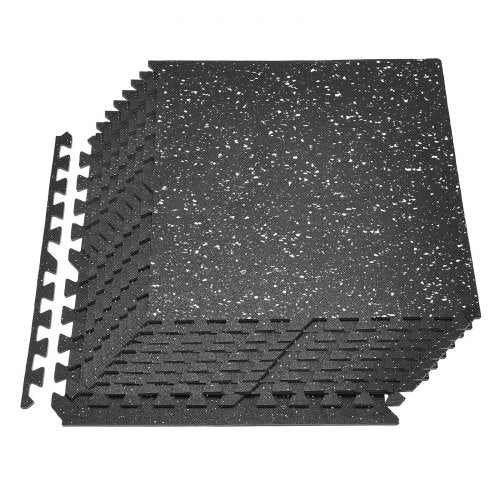 VEVOR Puzzle Exercise Mat, 12 PCS Fitness Equipment Mats, 610 x 610 x 10 mm, High-Density EVA Foam Mat Set, Interlocking Rubber Soft Tiles, Protective Floor Padding with White Dots for Home Gym Office