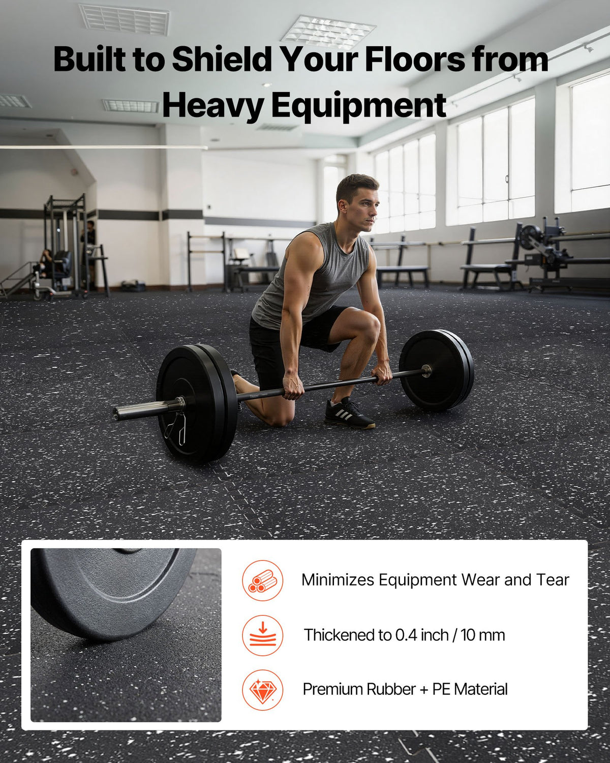 VEVOR Puzzle Exercise Mat, 12 PCS Fitness Equipment Mats, 610 x 610 x 10 mm, High-Density EVA Foam Mat Set, Interlocking Rubber Soft Tiles, Protective Floor Padding with White Dots for Home Gym Office