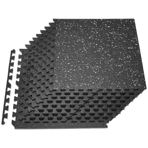 VEVOR Puzzle Exercise Mat, 12 PCS Fitness Equipment Mats, 610 x 610 x 14 mm, High-Density EVA Foam Mat Set, Interlocking Rubber Soft Tiles, Protective Floor Padding with White Dots for Home Gym Office