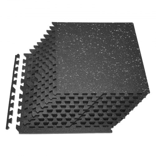 VEVOR Puzzle Exercise Mat, 12 PCS Fitness Equipment Mats, 610 x 610 x 14 mm, High-Density EVA Foam Mats Set, Interlocking Rubber Soft Tiles, Protective Floor Padding with Gray Dots for Home Gym Office
