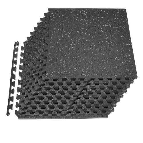 VEVOR Puzzle Exercise Mat, 12 PCS Fitness Equipment Mats, 610 x 610 x 20 mm, High-Density EVA Foam Mats Set, Interlocking Rubber Soft Tiles, Protective Floor Padding with Gray Dots for Home Gym Office