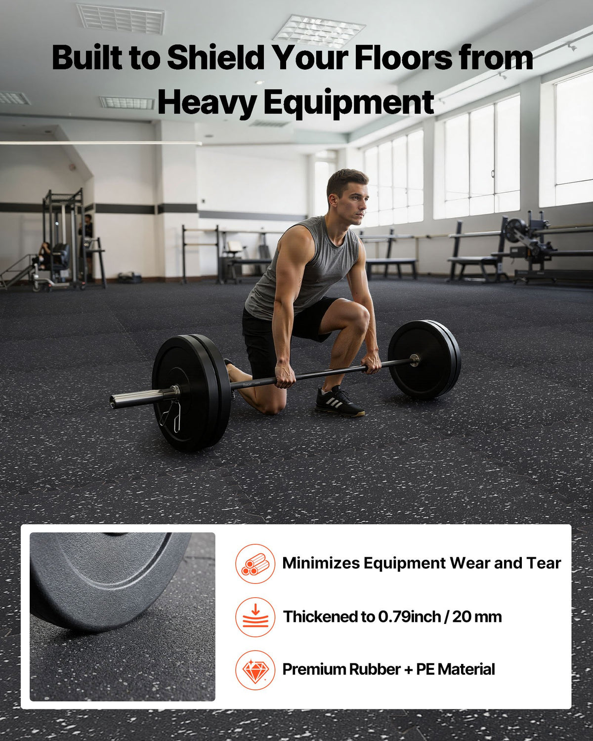 VEVOR Puzzle Exercise Mat, 12 PCS Fitness Equipment Mats, 610 x 610 x 20 mm, High-Density EVA Foam Mats Set, Interlocking Rubber Soft Tiles, Protective Floor Padding with Gray Dots for Home Gym Office