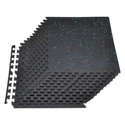 VEVOR Puzzle Exercise Mat, 24 PCS Fitness Equipment Mats, 610 x 610 x 14 mm, High-Density EVA Foam Mat Set, Interlocking Rubber Soft Tiles, Protective Floor Padding with Blue Dots for Home Gym Office