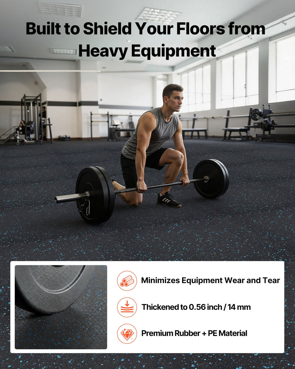 VEVOR Puzzle Exercise Mat, 24 PCS Fitness Equipment Mats, 610 x 610 x 14 mm, High-Density EVA Foam Mat Set, Interlocking Rubber Soft Tiles, Protective Floor Padding with Blue Dots for Home Gym Office