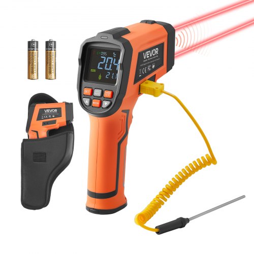 VEVOR Infrared Thermometer, -30℃ to 1600℃ Dual-Mode IR Thermometer Gun with K-Type Thermocouple, Dual Laser Heat Temperature Gun Non-Contact for Metal Smelting/Engine/Industry/Cooking (Not for Human)