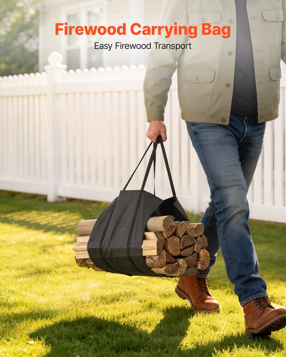 VEVOR Firewood Rack 1855 mm 3/8 Cord Heavy Duty Outdoor Wood Storage Holder, for Fireplace Patio Deck, 730 kg Load Capacity, Carbon Steel Frame Fire Log Stacker Stand, Metal Wood Pile Organizer, Black