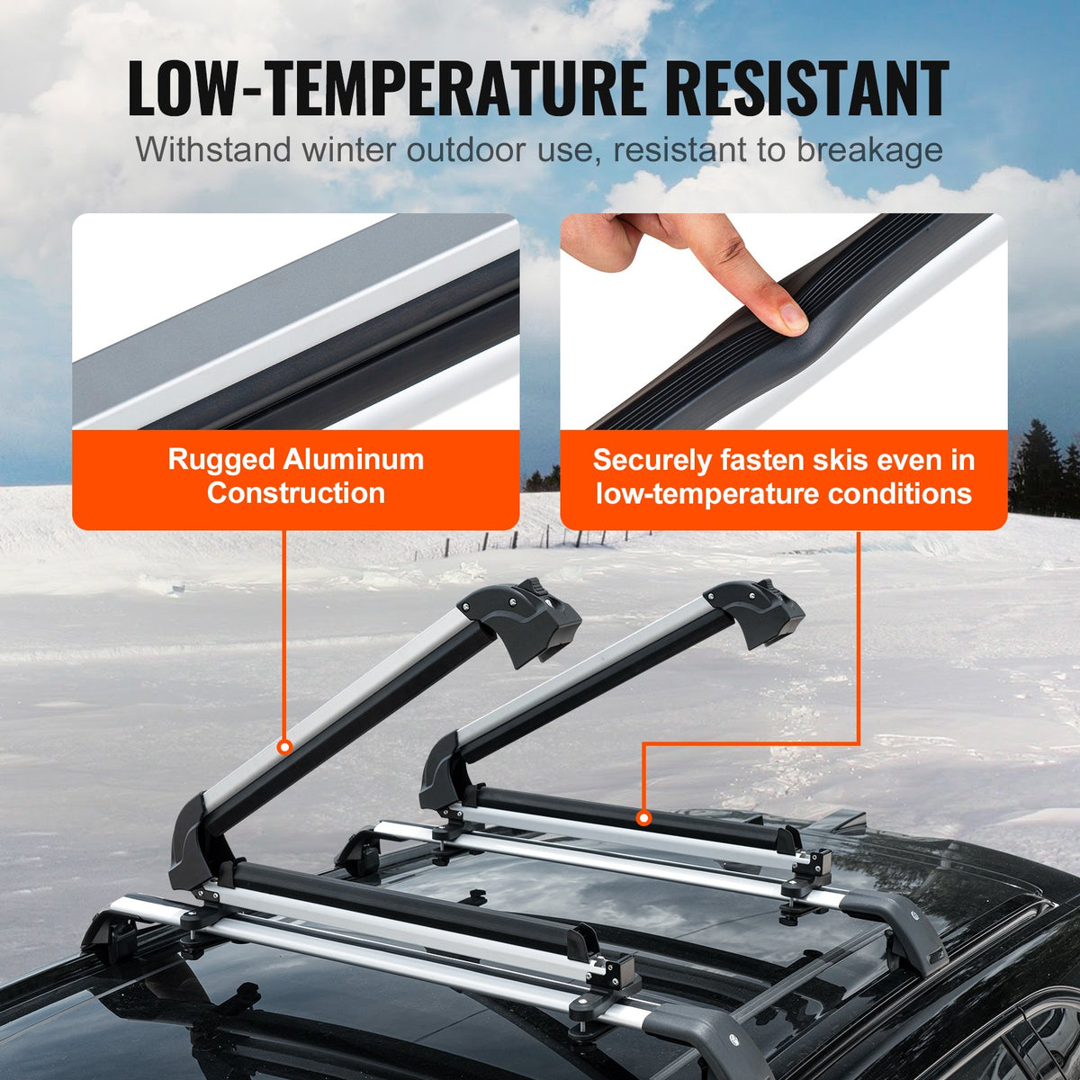 VEVOR Ski Snowboard Roof Rack 80.5 cm Universal Ski Rack for Car Roof with Lock