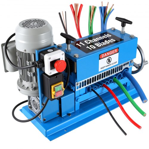 VEVOR 1.5-38MM Automatic Wire Stripping Machine 370W Kinds Of Metal Cable Wire Stripper With 10 Blades  Powered Electric Wire Stripper 15 M/Min