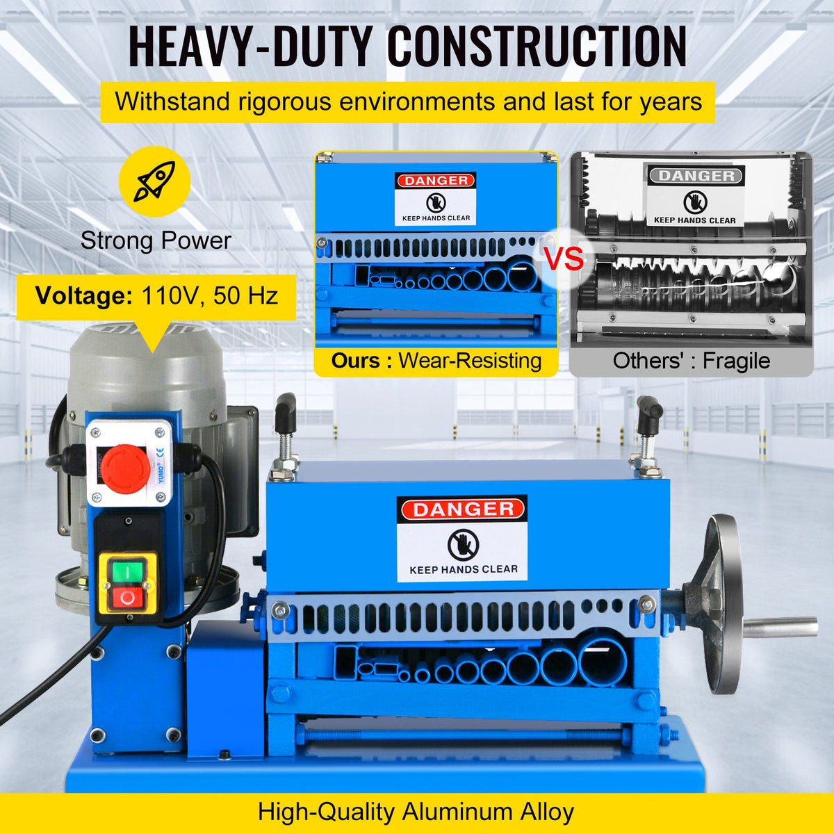 VEVOR 1.5-38MM Automatic Wire Stripping Machine 370W Kinds Of Metal Cable Wire Stripper With 10 Blades  Powered Electric Wire Stripper 15 M/Min