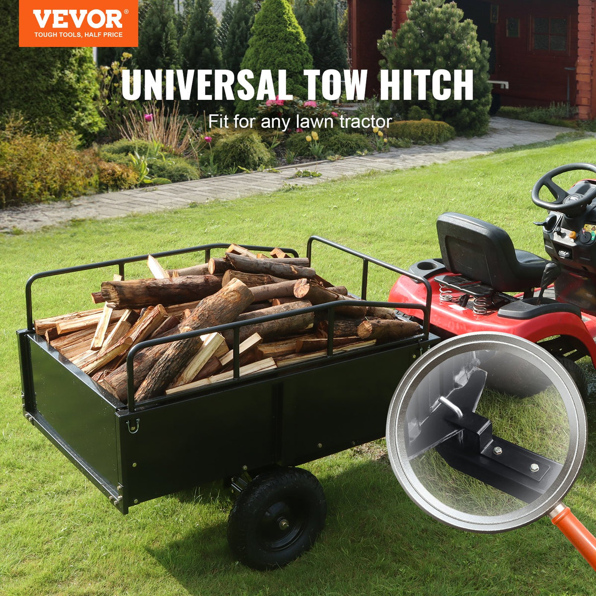 VEVOR Heavy Duty ATV Trailer Steel Dump Cart