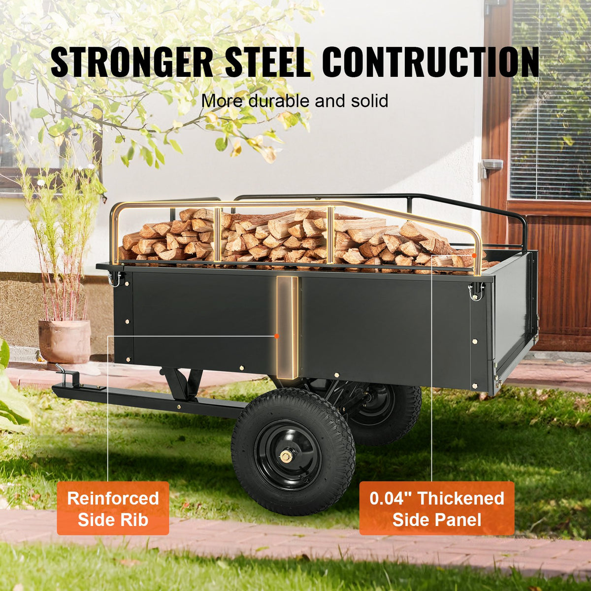 VEVOR Heavy Duty ATV Trailer Steel Dump Cart