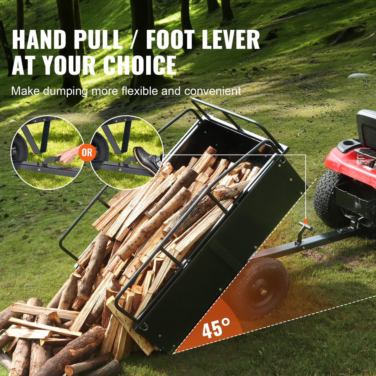 VEVOR Heavy Duty ATV Trailer Steel Dump Cart