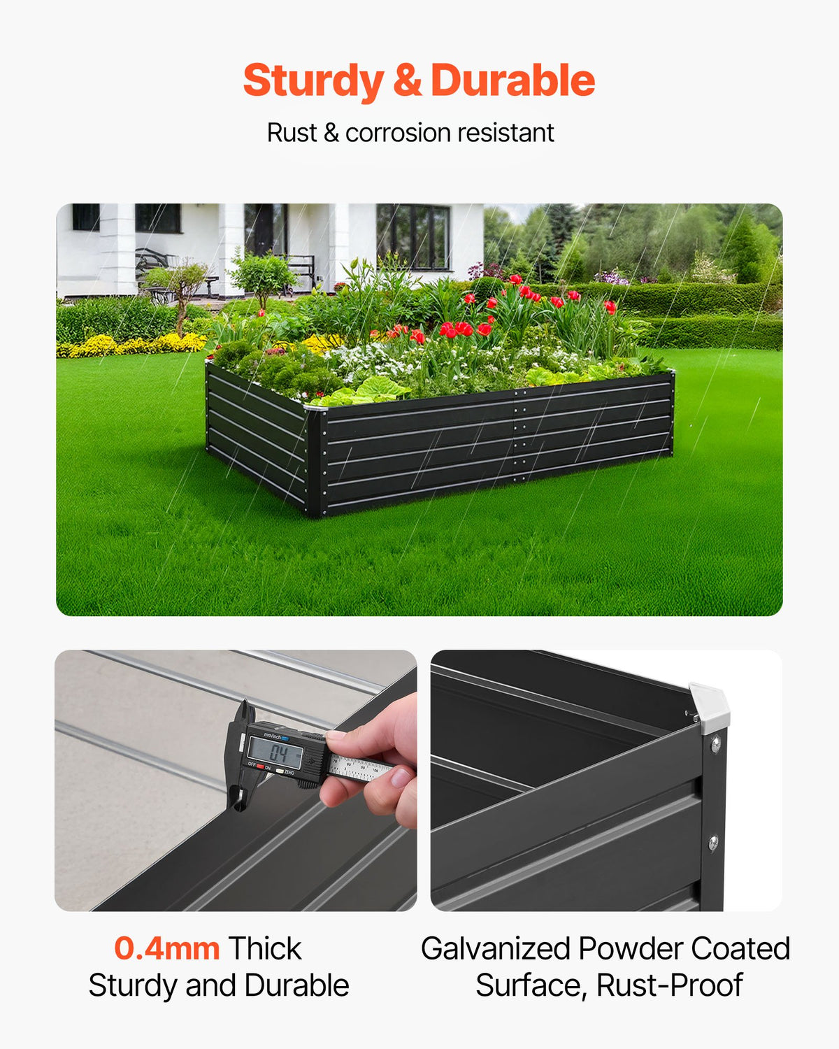 VEVOR Metal Raised Garden Bed, 6.7 x 3 x 1.5 ft Outdoor Galvalume Planter Garden Box, Open Bottom Design, Large Planter Raised Bed for Growing Vegetables, Flowers, Herbs, and Succulents, Gray