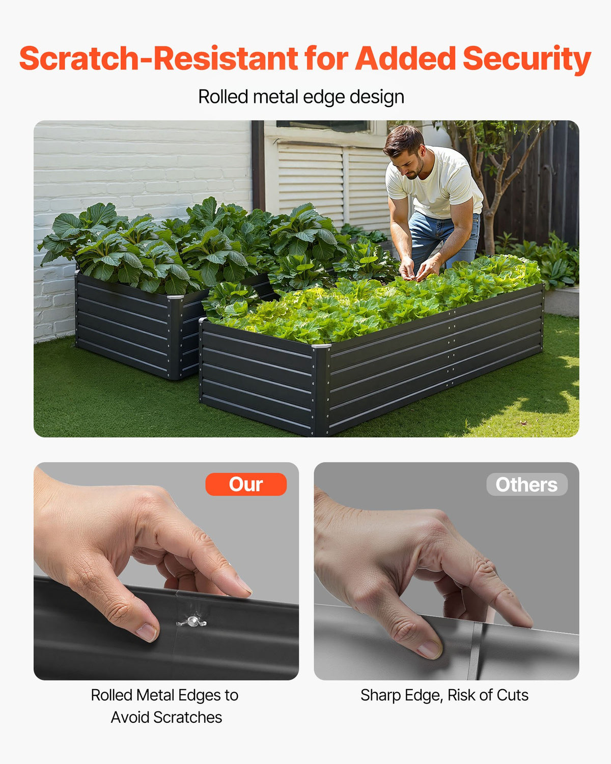 VEVOR Metal Raised Garden Bed, 6.7 x 3 x 1.5 ft Outdoor Galvalume Planter Garden Box, Open Bottom Design, Large Planter Raised Bed for Growing Vegetables, Flowers, Herbs, and Succulents, Gray