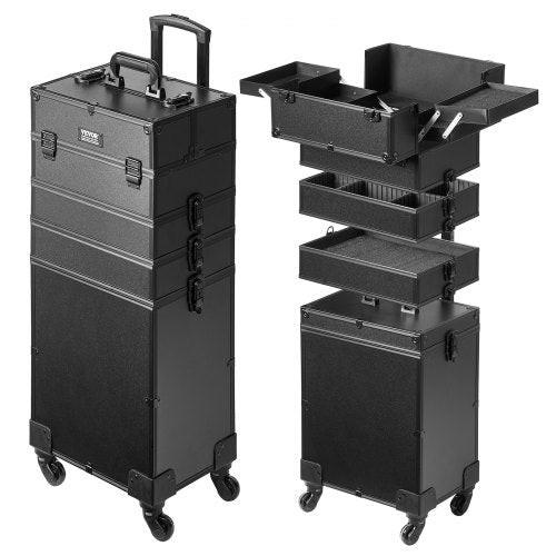 VEVOR 5 in 1 Professional Makeup Train Case Aluminum Cosmetic Case