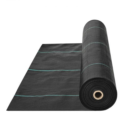 VEVOR Weed Barrier Landscape Fabric, 2 x 100.6 m Heavy Duty Garden Weed Fabric, Woven PP Weed Control Fabric, Driveway Fabric, Geotextile Fabric for Landscaping, Ground Cover, Weed Blocker Weed Mat, Black