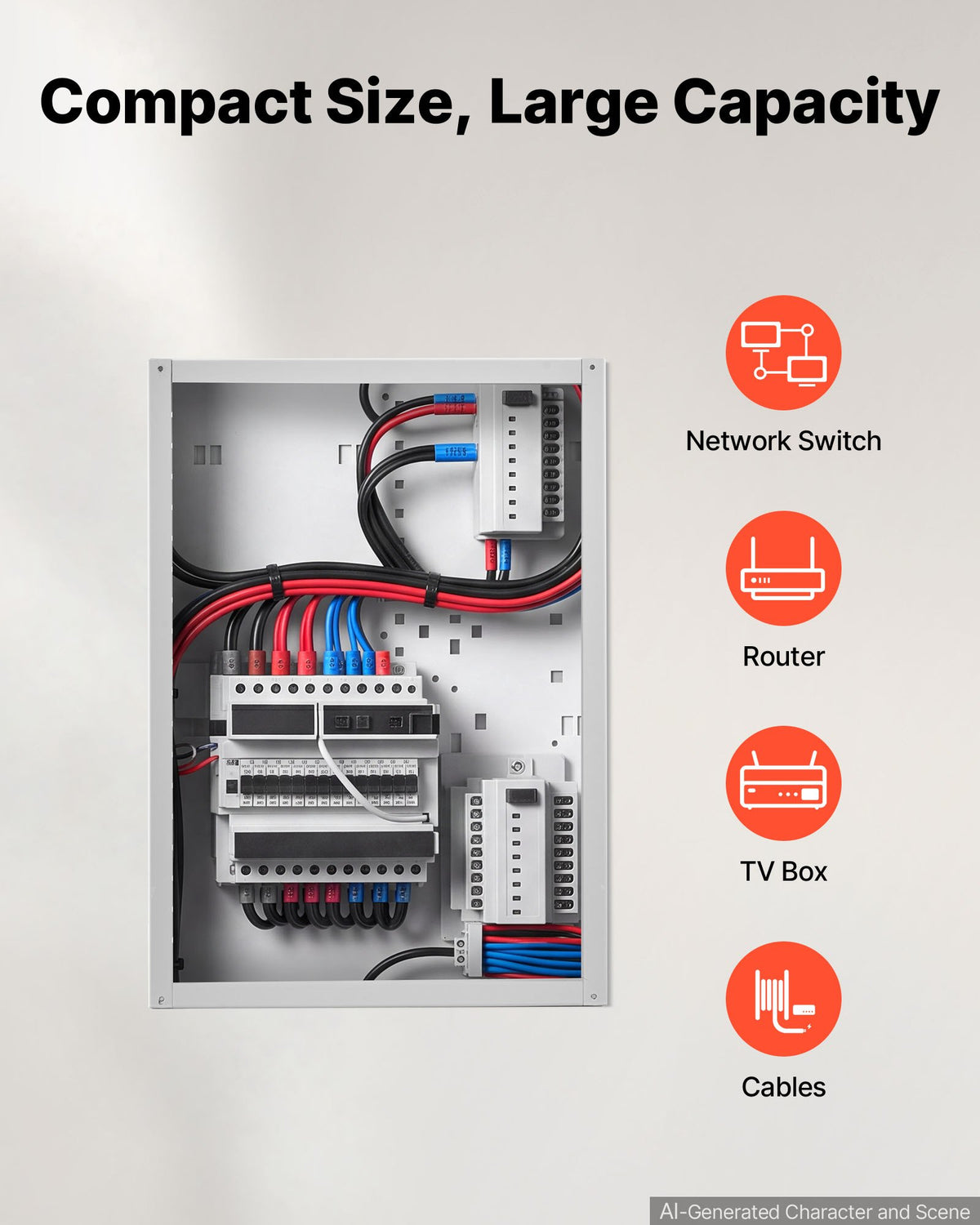 VEVOR Structured Media Enclosure 20-Inch In-Wall Box with Screw-On Cover, Cable Management Network Box, Cold-Rolled Steel, Recessed Electrical Wiring Cabinet, with Knockouts, Flush or Surface Mount