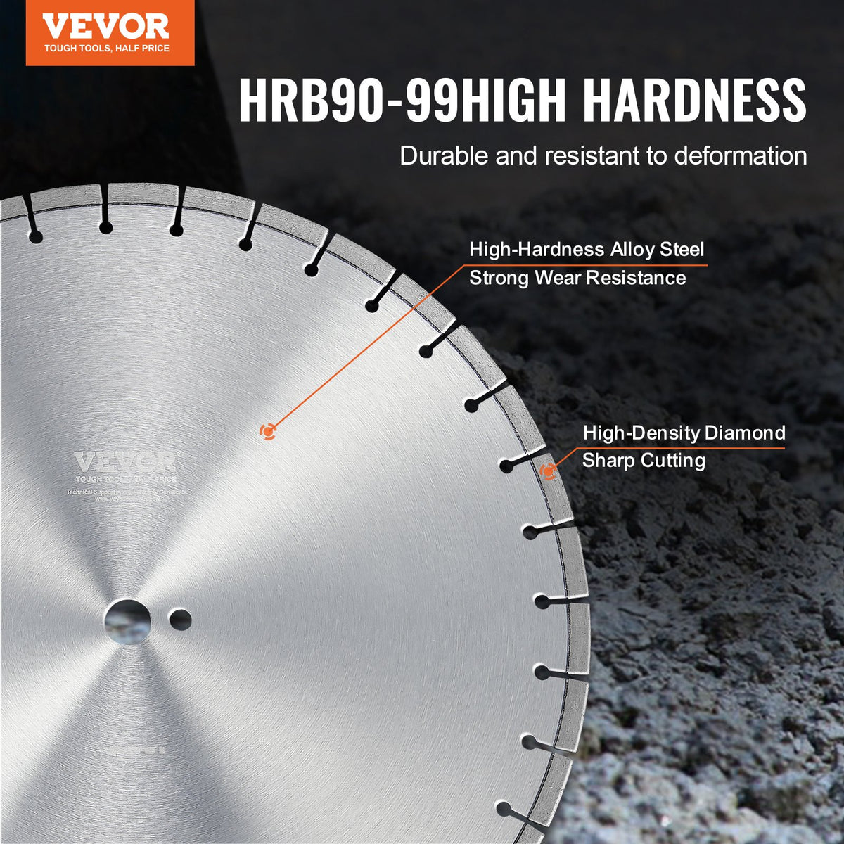 VEVOR 3 PCS Diamond Blades, 14inch/350mm Concrete Saw Blade Wet or Dry, 0.47inch/12mm Flat Teeth Diamond Segment Blade, Universal 1 inch/25.4 mm Center Hole Diameter, for Concrete Cement Board Tile