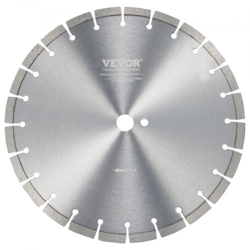 VEVOR Diamond Blade, 14inch/350mm Concrete Saw Blade Wet or Dry, 0.47inch/12mm Flat Teeth Diamond Segment Blade, Universal 1 inch/25.4 mm Center Hole Diameter, for Concrete Cement Board Tile Brick