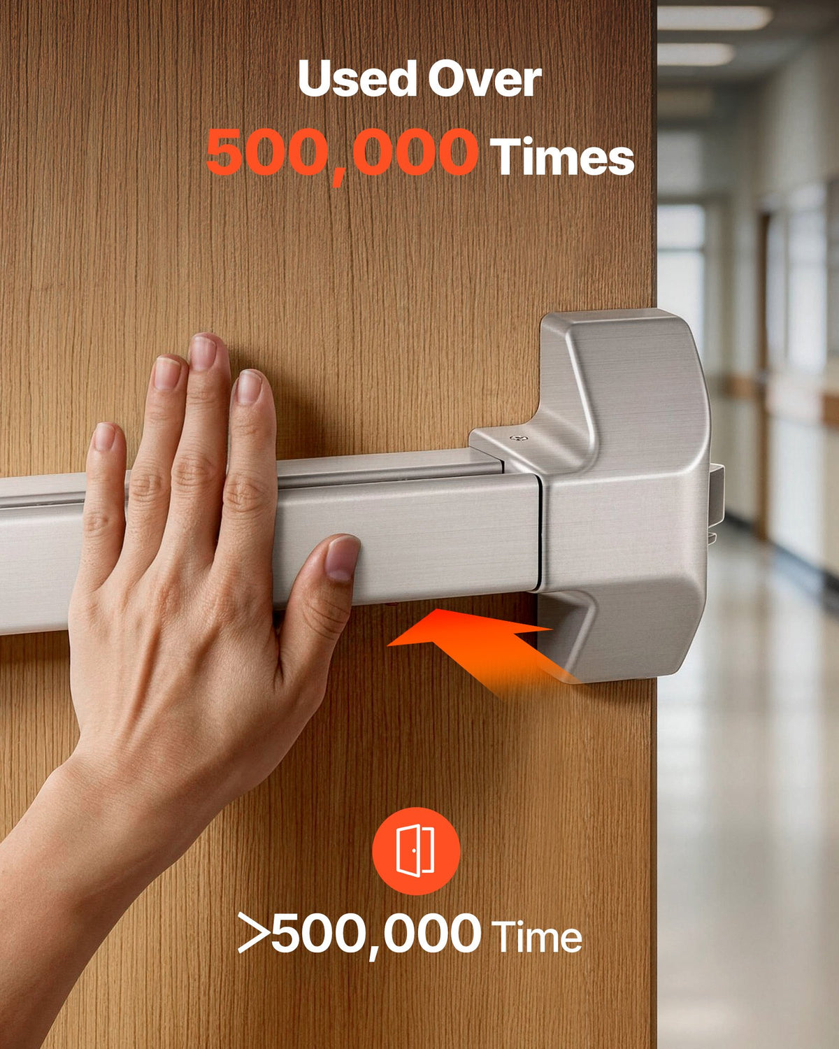 VEVOR Push Bar Panic Exit Device, 1045 mm Stainless Steel Commercial Panic Bar for Exit Doors, Emergency Exit Door Hardware with Exterior Lever Handle and 6 Keys, for 1045-1549 mm Wood or Metal Door