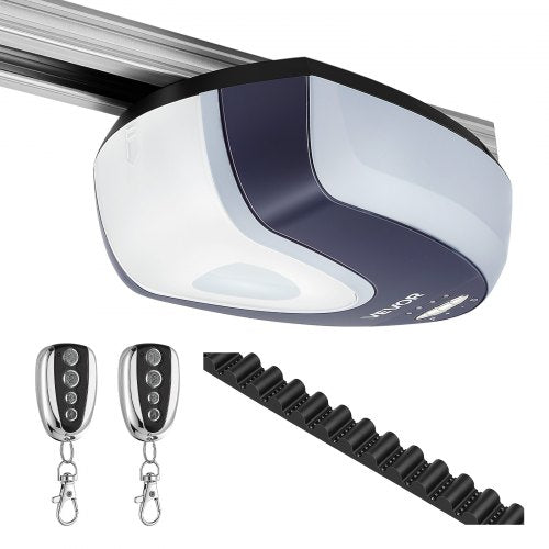 VEVOR Garage Door Opener 600N Pulling Force Ultra-Quiet Belt Drive Opener, for Residential Garage, Includes Durable 4-Section Rail System, 2 Remotes and Bright LED Lighting, One-Touch In-Car Control
