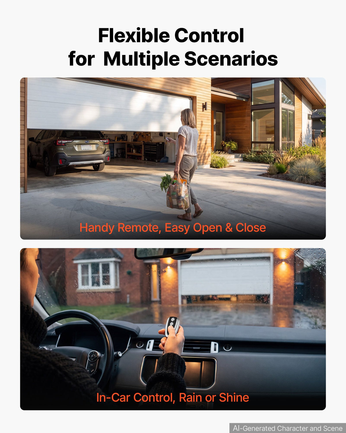 VEVOR Garage Door Opener 600N Pulling Force Ultra-Quiet Belt Drive Opener, for Residential Garage, Includes Durable 4-Section Rail System, 2 Remotes and Bright LED Lighting, One-Touch In-Car Control