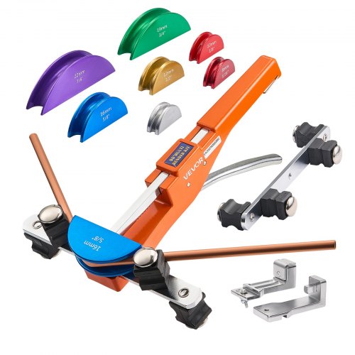 VEVOR Tubing Bender Kit, 1/4 to 7/8 Inch, Compact Ratcheting Tube Pipe Bender, Forward/Reverse Hand Bending Tool, with 7 Color Aluminium Alloy Dies, for Copper HVAC Air Conditioning Refrigeration