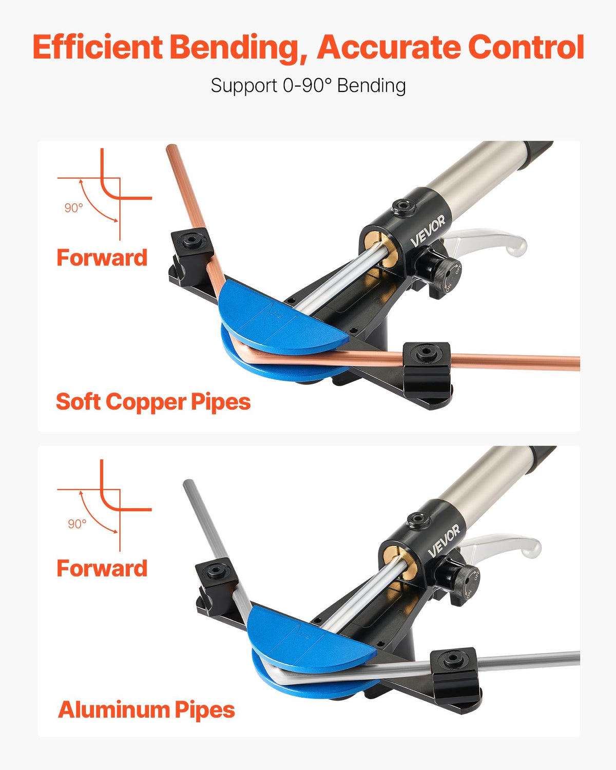 VEVOR Hydraulic Tubing Bender Kit, 6 mm to 22 mm, Copper Tube Pipe Bender, HVAC Bending Tool Set, 90° Bend, with 7 Color Aluminium Alloy Dies, for HVAC Air Conditioning Refrigeration Automotive Repair