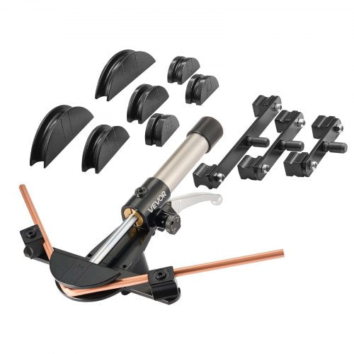 VEVOR Hydraulic Tubing Bender Kit, 6 mm to 22 mm, Copper Tube Pipe Bender, HVAC Bending Tool Set, 90° Bend, with 7 Aluminium Alloy Dies, for HVAC Air Conditioning Refrigeration Automotive Auto Repair