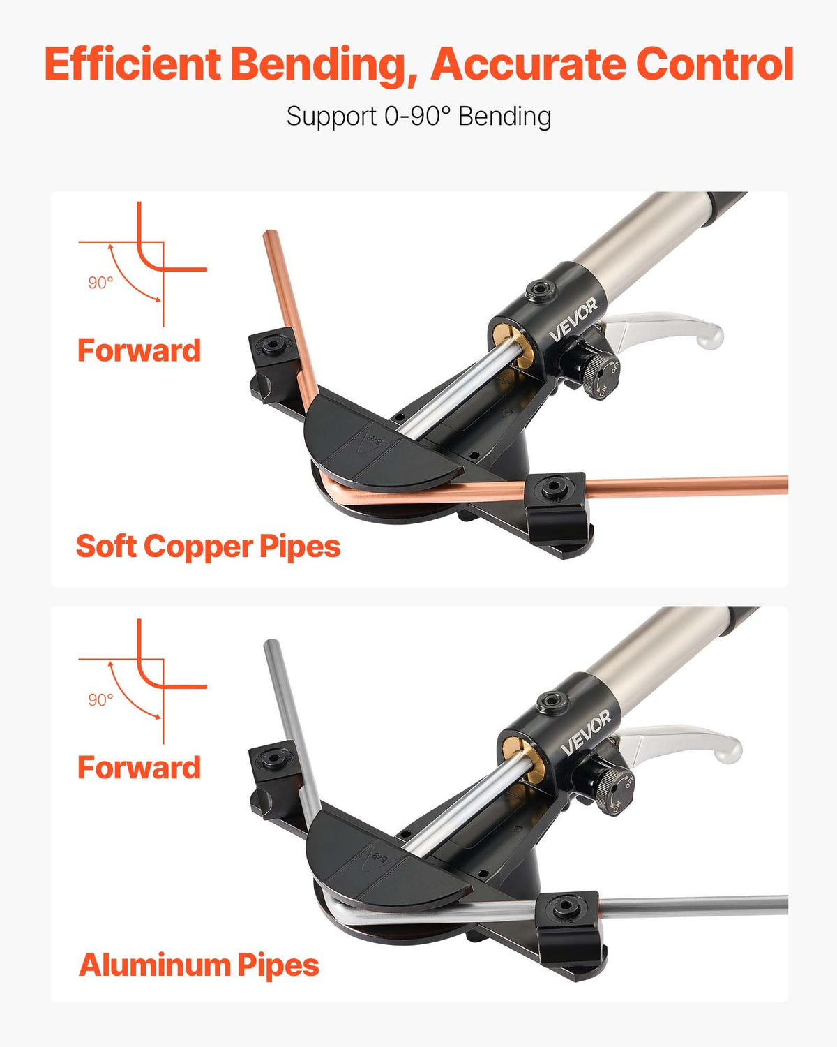 VEVOR Hydraulic Tubing Bender Kit, 6 mm to 22 mm, Copper Tube Pipe Bender, HVAC Bending Tool Set, 90° Bend, with 7 Aluminium Alloy Dies, for HVAC Air Conditioning Refrigeration Automotive Auto Repair