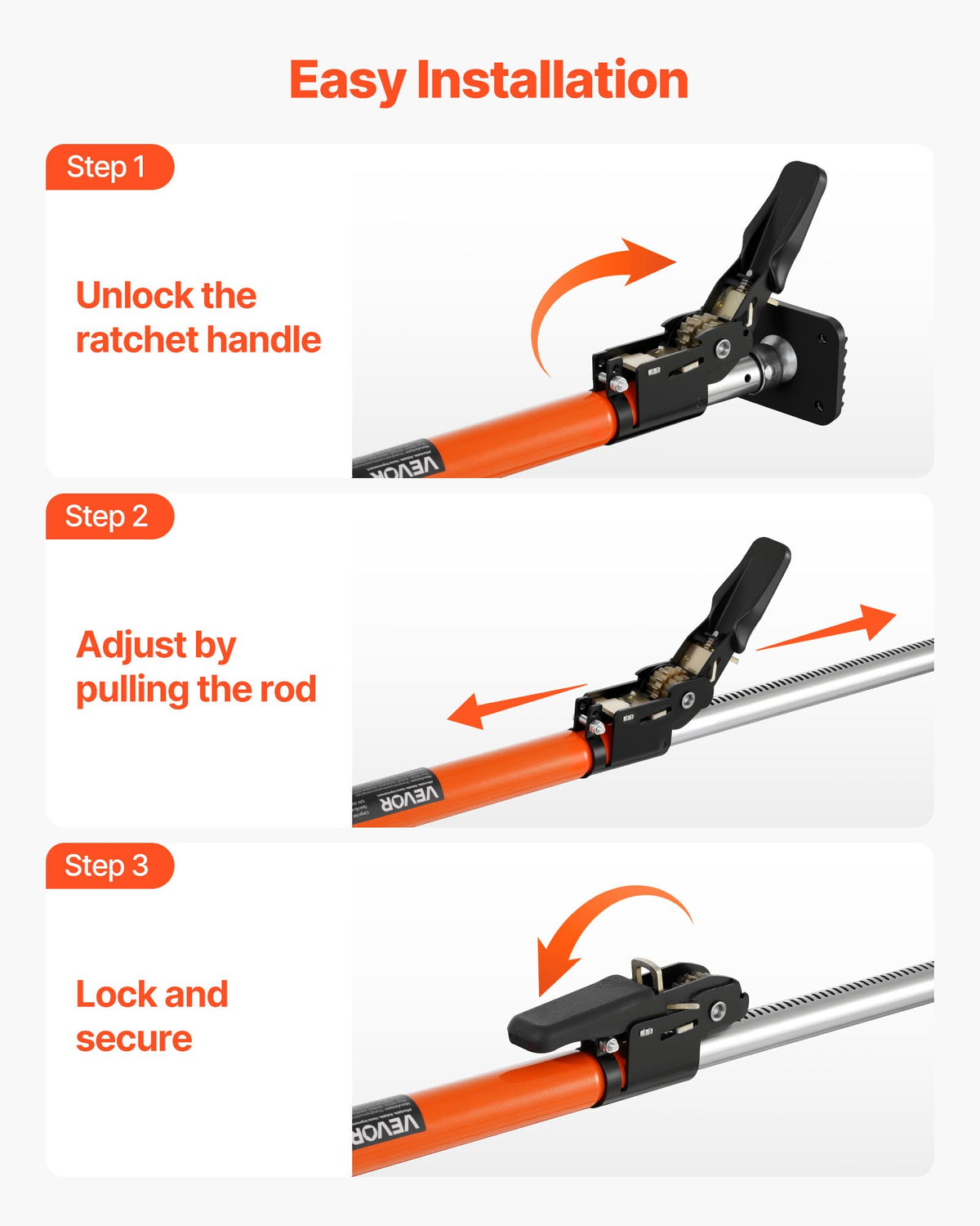 VEVOR Cargo Bar, Ratcheting Cargo Bars Adjustable from 1016mm to 1854mm, Heavy-duty Steel Cargos Stabilizer with Storage Net & Divider Bar, Telescoping Load Lock Bars for SUVs, Sedans