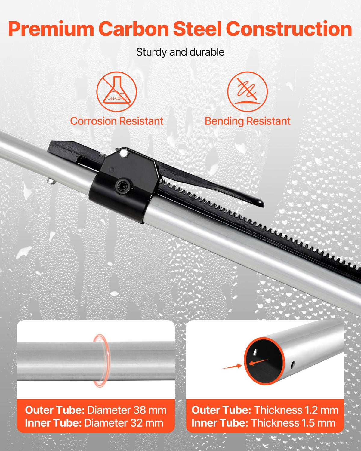 VEVOR Cargo Bar, Ratcheting Cargo Bar Adjustable from 1499mm to 1854mm, Heavy-duty Steel Cargos Stabilizer with Non-Slip Foot Pads, Telescoping Load Lock Bars for Pickup Truck
