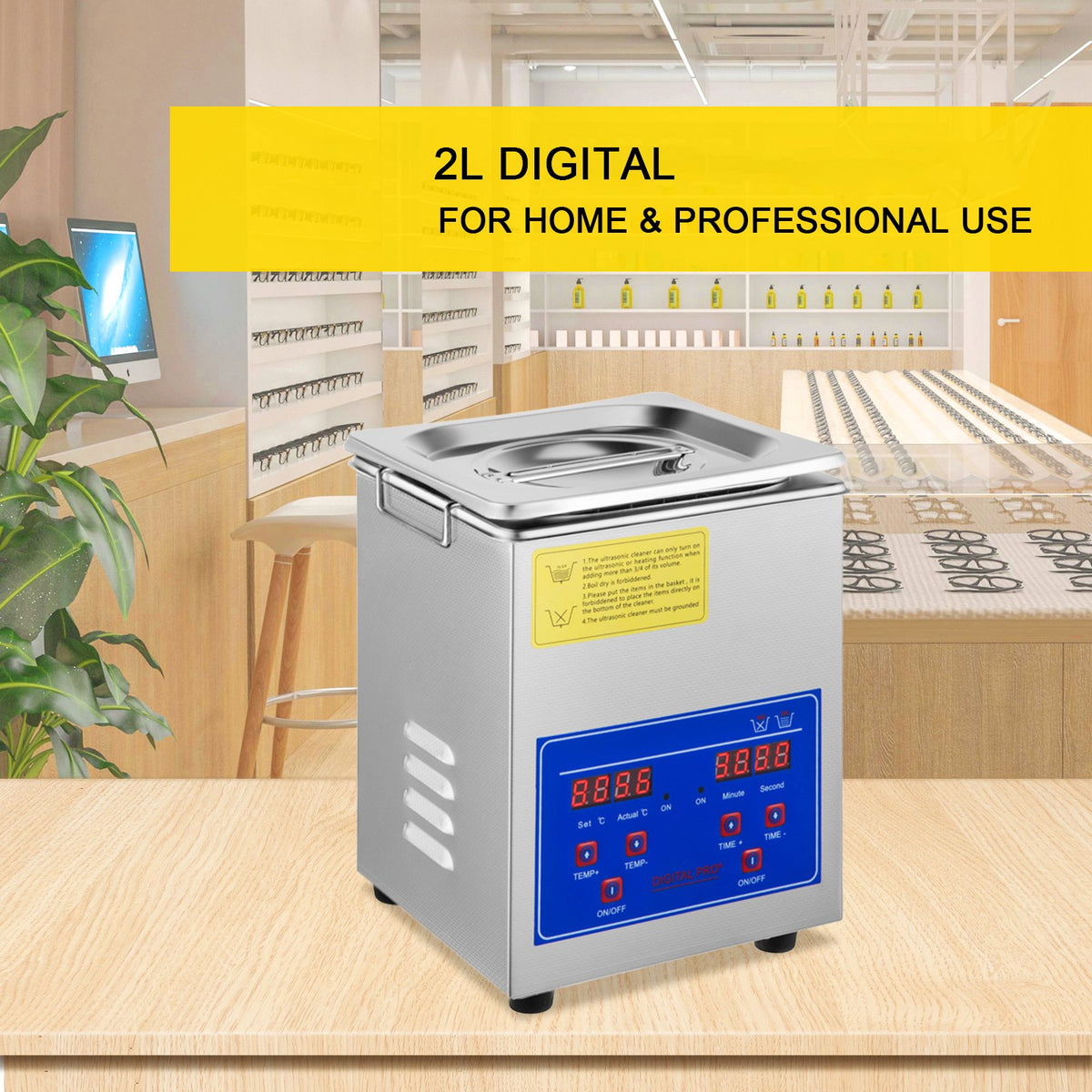 VEVOR 2L Ultrasonic Cleaner Machine Stainless Steel Ultrasonic Cleaning Machine Digital Heater Timer Jewelry Cleaning for Commercial Personal Home Use(2L)